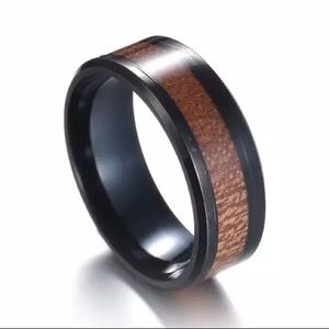 fancy fashions Accessories - Black Stainless ring wood inlay fancy fashions Accessories - Black Stainless ring wood inlay